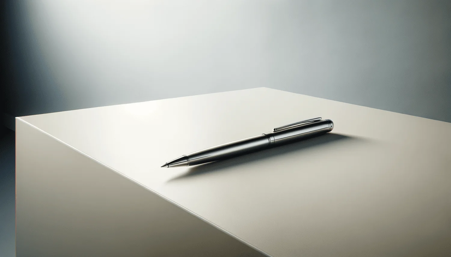 A fountain pen resting on a clean white desk in soft light